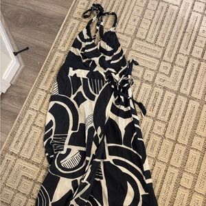 Zara navy and White Geometric Maxi Dress